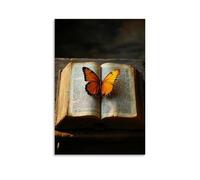 XMHMYHZJ A Butterfly Lands on The Last Open Page of The Book of Revelation Wall Art Mural Modern Decoration Hanging Art Poster 08x12inch(20x30cm)