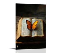 XMHMYHZJ A Butterfly Lands on The Last Open Page of The Book of Revelation Wall Art Mural Modern Decoration Hanging Art Poster 12x18inch(30x45cm)