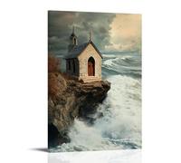 XMHMYHZJ A Chapel on The Sea Cliff Overlooks Endless Waves, Its Doors Always Open, Its Bell Unmoved by Time. Wall Art Mural Modern Decoration Hanging Art Poster 20x30inch(50x75cm)