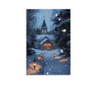 XMHMYHZJ A Christmas Eve Procession of Lanterns Winds Through The Snow Toward A Chapel Wrapped in Silence Wall Art Mural Modern Decoration Hanging Art Poster 16x24inch(40x60cm)