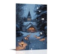 XMHMYHZJ A Christmas Eve Procession of Lanterns Winds Through The Snow Toward A Chapel Wrapped in Silence Wall Art Mural Modern Decoration Hanging Art Poster 12x18inch(30x45cm)