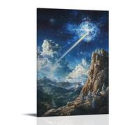 XMHMYHZJ A Comet Forms A Cross As It Flies over The Earth, Watched by Angels Resting on Mountaintops. Wall Art Mural Modern Decoration Hanging Art Poster 08x12inch(20x30cm)