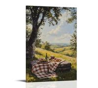 XMHMYHZJ A Countryside Picnic An Oil Masterpiece of A Checkered Blanket And Rolling Hills Wall Art Mural Modern Decoration Hanging Art Poster 12x18inch(30x45cm)