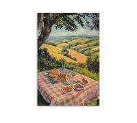 XMHMYHZJ A Countryside Picnic An Oil Painting of A Checkered Blanket And Rolling Hills Wall Art Mural Modern Decoration Hanging Art Poster 24x36inch(60x90cm)