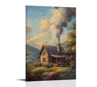 XMHMYHZJ A Cozy Country Cottage An Oil Masterpiece of Smoke Rising from A Chimney Wall Art Mural Modern Decoration Hanging Art Poster 16x24inch(40x60cm)