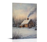 XMHMYHZJ A Cozy Winter Farmhouse An Oil Artwork of Smoke Rising from A Chimney And Snowy Fields Wall Art Mural Modern Decoration Hanging Art Poster 08x12inch(20x30cm)