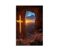 XMHMYHZJ A Cross Carved Into A Canyon Wall Glows at Sunset, And Verses from Matthew Appear in The Shifting Light. Wall Art Mural Modern Decoration Hanging Art Poster 12x18inch(30x45cm)