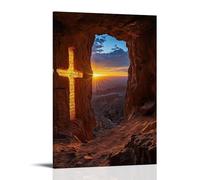XMHMYHZJ A Cross Carved Into A Canyon Wall Glows at Sunset, And Verses from Matthew Appear in The Shifting Light. Wall Art Mural Modern Decoration Hanging Art Poster 12x18inch(30x45cm)