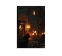 XMHMYHZJ A Dog Waits at The Chapel Gate, Unmoving, As Evening Falls upon A Candlelit Altar Inside. Wall Art Mural Modern Decoration Hanging Art Poster 20x30inch(50x75cm)