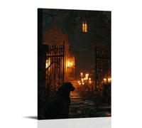 XMHMYHZJ A Dog Waits at The Chapel Gate, Unmoving, As Evening Falls upon A Candlelit Altar Inside. Wall Art Mural Modern Decoration Hanging Art Poster 08x12inch(20x30cm)