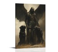 XMHMYHZJ A Dying Knight Is Guarded by Two Black Dogs until An Angel Calls Them Away. Wall Art Mural Modern Decoration Hanging Art Poster 16x24inch(40x60cm)