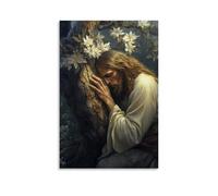 XMHMYHZJ A Dying Tree Blooms Again As Christ Leans His Forehead Against It in Silent Prayer. Wall Art Mural Modern Decoration Hanging Art Poster 20x30inch(50x75cm)