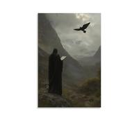 XMHMYHZJ A Falcon Returns A Page of Psalms to A Wandering Monk Lost in The Hills. Wall Art Mural Modern Decoration Hanging Art Poster 12x18inch(30x45cm)