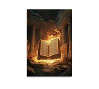 XMHMYHZJ A Flame in The Temple - The Bible Glowing Amid Ancient Ruins Wall Art Mural Modern Decoration Hanging Art Poster 08x12inch(20x30cm)
