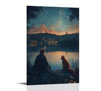 XMHMYHZJ A Fox Watches As The Knight Prays Beside The Water, His Reflection Lit by Stars Unseen in The Sky. Wall Art Mural Modern Decoration Hanging Art Poster 08x12inch(20x30cm)