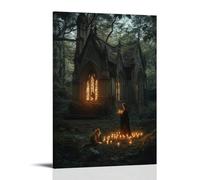 XMHMYHZJ A Fox Watches from The Forest Edge As Mary Lights Candles Inside An Abandoned Chapel. Wall Art Mural Modern Decoration Hanging Art Poster 12x18inch(30x45cm)