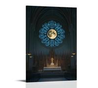 XMHMYHZJ A Full Moon Glows through The Rose Window, Lighting The Altar As If Touched by Something Eternal. Wall Art Mural Modern Decoration Hanging Art Poster 12x18inch(30x45cm)