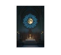 XMHMYHZJ A Full Moon Glows through The Rose Window, Lighting The Altar As If Touched by Something Eternal. Wall Art Mural Modern Decoration Hanging Art Poster 16x24inch(40x60cm)