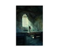 XMHMYHZJ A Girl Sings Alone Inside A Chapel, Her Voice Rising Like Incense through Broken Rafters. Wall Art Mural Modern Decoration Hanging Art Poster 20x30inch(50x75cm)