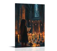XMHMYHZJ A Girl Sketches A Chapel in Her Notebook, And in Her Dream That Night, She Walks Its Candlelit Halls. Wall Art Mural Modern Decoration Hanging Art Poster 16x24inch(40x60cm)