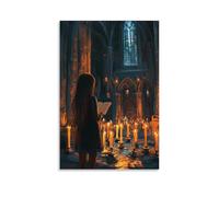 XMHMYHZJ A Girl Sketches A Chapel in Her Notebook, And in Her Dream That Night, She Walks Its Candlelit Halls. Wall Art Mural Modern Decoration Hanging Art Poster 20x30inch(50x75cm)