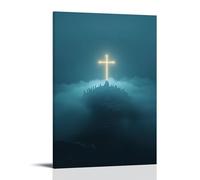 XMHMYHZJ A Glowing Cross Pierces The Fog on A Mountaintop, As Pilgrims Open Their Bibles And Weep in Awe. Wall Art Mural Modern Decoration Hanging Art Poster 12x18inch(30x45cm)