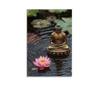 XMHMYHZJ A Golden Buddha Rests within A Lotus Pond, Water Rippling with Soft Chants That Seem to Rise from The Depths. Wall Art Mural Modern Decoration Hanging Art Poster 20x30inch(50x75cm)