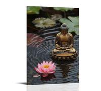 XMHMYHZJ A Golden Buddha Rests within A Lotus Pond, Water Rippling with Soft Chants That Seem to Rise from The Depths. Wall Art Mural Modern Decoration Hanging Art Poster 12x18inch(30x45cm)