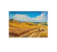 XMHMYHZJ A Harvest Scene in The Fields with Golden Crops And Farmers at Work Wall Art Mural Modern Decoration Hanging Art Poster 16x24inch(40x60cm)