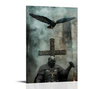 XMHMYHZJ A Hawk Circles The Chapel - The Knights Armor Gleams As A Hawk Screams Above The Cross Wall Art Mural Modern Decoration Hanging Art Poster 12x18inch(30x45cm)