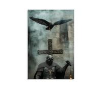 XMHMYHZJ A Hawk Circles The Chapel - The Knights Armor Gleams As A Hawk Screams Above The Cross Wall Art Mural Modern Decoration Hanging Art Poster 24x36inch(60x90cm)