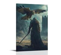 XMHMYHZJ A Hawk Lands on The Knight’s Armored Arm As He Bows in Silence at The Gates of A Fallen Kingdom. Wall Art Mural Modern Decoration Hanging Art Poster 16x24inch(40x60cm)