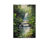 XMHMYHZJ A Hidden Waterfall An Oil Painting of Cascading Waters And Lush Greenery Wall Art Mural Modern Decoration Hanging Art Poster 24x36inch(60x90cm)