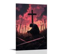 XMHMYHZJ A Knight Kneels before The Cross at Twilight, Surrounded by Swords Driven Into The Earth Like Silent Prayers. Wall Art Mural Modern Decoration Hanging Art Poster 16x24inch(40x60cm)