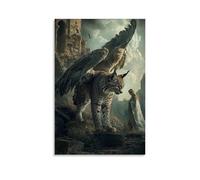 XMHMYHZJ A Lynx Follows An Angel through The Ruins of A City Reclaimed by Grass. Wall Art Mural Modern Decoration Hanging Art Poster 24x36inch(60x90cm)