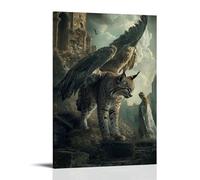 XMHMYHZJ A Lynx Follows An Angel through The Ruins of A City Reclaimed by Grass. Wall Art Mural Modern Decoration Hanging Art Poster 12x18inch(30x45cm)