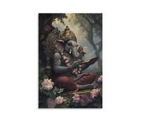 XMHMYHZJ A Musician Prays before Ganesha, Whose Trunk Weaves The Melody Into Flowers Rising from The Earth. Wall Art Mural Modern Decoration Hanging Art Poster 16x24inch(40x60cm)
