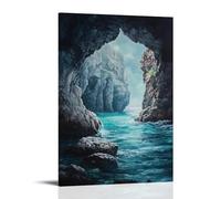 XMHMYHZJ A Mystic Cave by The Sea An Oil Painting of Rocky Walls And Turquoise Waters Wall Art Mural Modern Decoration Hanging Art Poster 12x18inch(30x45cm)