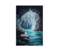 XMHMYHZJ A Mystic Cave by The Sea An Oil Painting of Rocky Walls And Turquoise Waters Wall Art Mural Modern Decoration Hanging Art Poster 20x30inch(50x75cm)