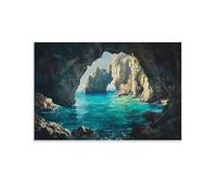 XMHMYHZJ A Mystic Cave by The Sea with Rocky Walls And Turquoise Waters Wall Art Mural Modern Decoration Hanging Art Poster 16x24inch(40x60cm)