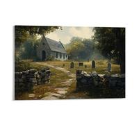 XMHMYHZJ A Quiet Country Church with Stone Walls And A Peaceful Graveyard Wall Art Mural Modern Decoration Hanging Art Poster 12x18inch(30x45cm)