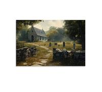 XMHMYHZJ A Quiet Country Church with Stone Walls And A Peaceful Graveyard Wall Art Mural Modern Decoration Hanging Art Poster 16x24inch(40x60cm)