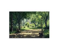 XMHMYHZJ A Quiet Morning in The Park with City Life And Tranquil Green Spaces Wall Art Mural Modern Decoration Hanging Art Poster 12x18inch(30x45cm)
