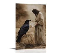 XMHMYHZJ A Raven Follows Jesus Across The Desert, Carrying Pieces of Parchment Scribbled with Forgotten Prayers. Wall Art Mural Modern Decoration Hanging Art Poster 20x30inch(50x75cm)
