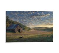 XMHMYHZJ A Rustic Farm at Dawn with Rolling Fields And A Rooster Call Wall Art Mural Modern Decoration Hanging Art Poster 16x24inch(40x60cm)