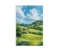 XMHMYHZJ A Serene Countryside with Rolling Green Hills And A Small Cottage, Oil Painting Style Wall Art Mural Modern Decoration Hanging Art Poster 20x30inch(50x75cm)