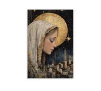 XMHMYHZJ A Single Tear Rolls Down Mary’s Cheek And Becomes A Star in The Sky, Illuminating A Village Resting Beneath Her Image. Wall Art Mural Modern Decoration Hanging Art Poster 12x18inch(30x45cm)