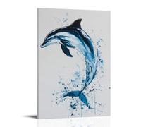 XMHMYHZJ A Sleek Dolphin Cutting A Gentle Arc Above A Pale Sky Blue Ocean, Freedom Distilled Into One Perfect Leap. Wall Art Mural Modern Decoration Hanging Art Poster 24x36inch(60x90cm)