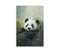 XMHMYHZJ A Sleepy Panda Lounging in Tall Grass, Captured Against A Cool Mist-green Oil Canvas of Lazy Morning. Wall Art Mural Modern Decoration Hanging Art Poster 08x12inch(20x30cm)