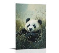 XMHMYHZJ A Sleepy Panda Lounging in Tall Grass, Captured Against A Cool Mist-green Oil Canvas of Lazy Morning. Wall Art Mural Modern Decoration Hanging Art Poster 24x36inch(60x90cm)